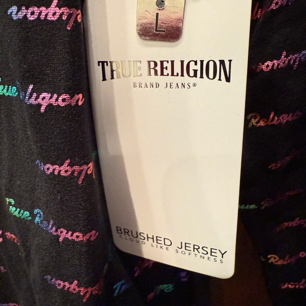 True Religion NWT Black Long Sleeve Brushed Jersey Pajama Jogger Set (0691) - Picture 6 of 13